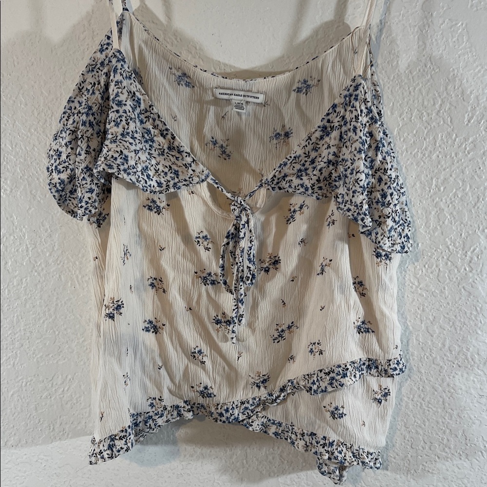 AMERICAN EAGLE Floral Crop Flowy Tank Size Large - Picture 2 of 7